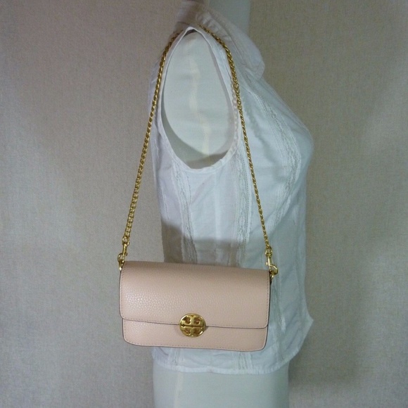Tory Burch Pale Apricot Pink Chelsea Chain Pouch/MINI BAG - Picture 11 of 13